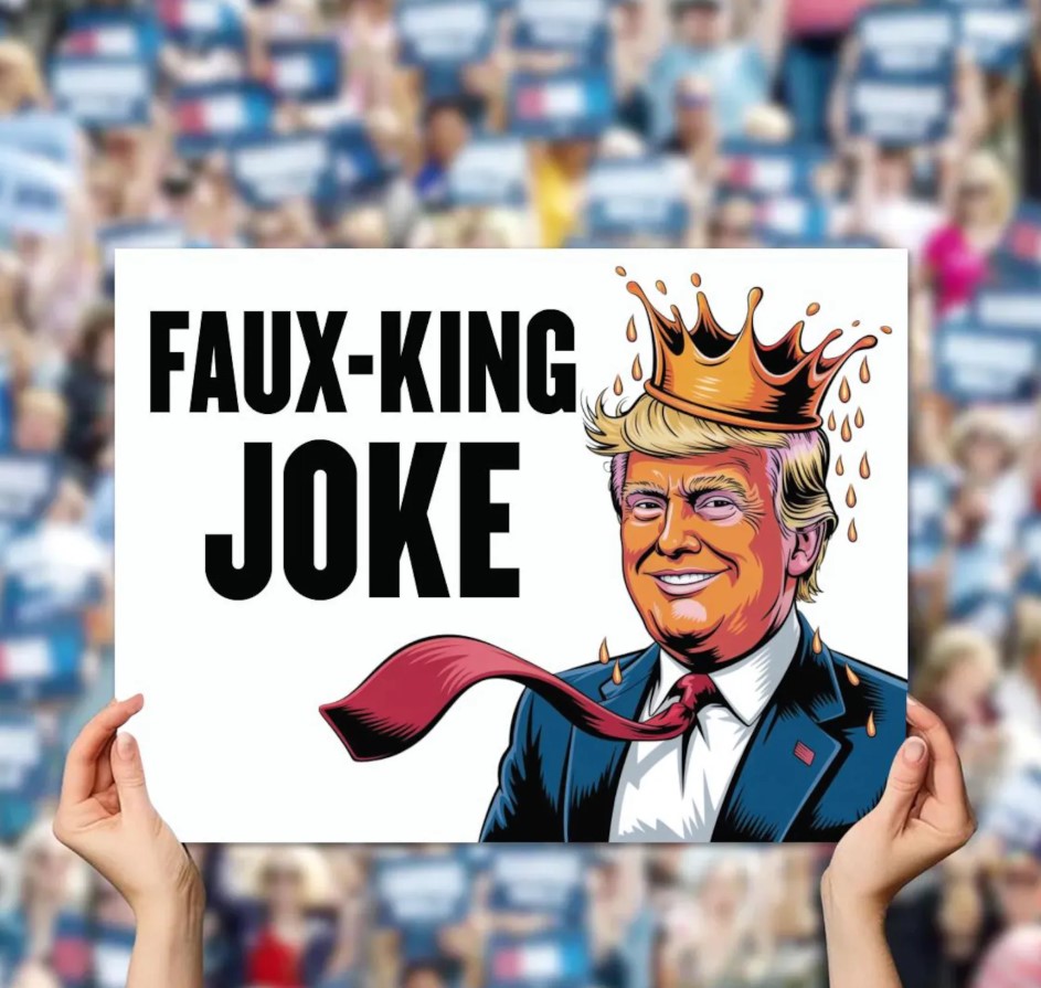 Faux-King Joke Poster, Anti-Trump Rally Yard Sign